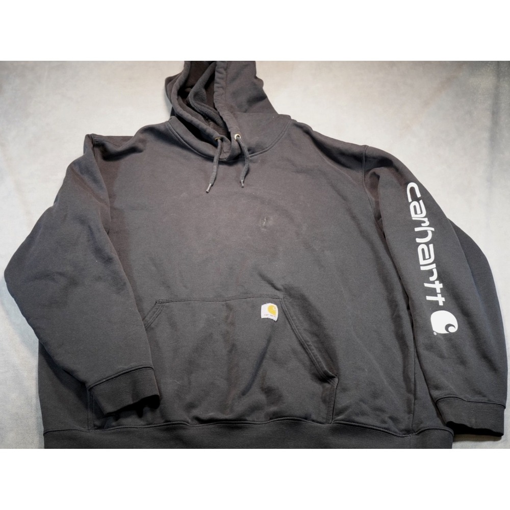 VTG Carhartt Pullover Hoodie Spell Out Men's XXL Black K283-BLK